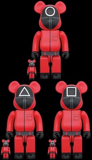 【現貨】Bearbrick BE@RBRICK 100％ & 400％ 魷魚遊戲 工作人員 △/○/□ | Bearbrick BE@RBRICK 100％ & 400％ Squid Game Gua