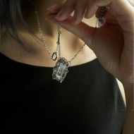 藍線石 方形 不銹鋼 O型單項鍊