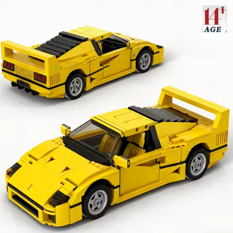 Racing 10248 Models Yellow F40 Compatible MOC-49743 Sports Car 1192 PCS Splicing Assembly DIY for Ki