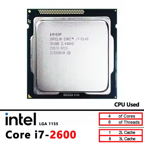 Used Intel Core i7-2600 i7 2600 3.4 GHz 8M 95W LGA 1155