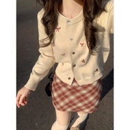 Korean Style Embroidered Bow Knot Sweater Cardigan for Women