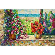托斯卡納繪畫 / 意大利風景布面油畫 / 手工油畫 掛畫 / 花朵。
