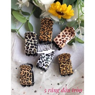 Crab claw hair clip (3 teeth, 5 teeth, 3 teeth) with leather pattern - Honey
