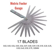 Metric Feeler Gauge Thickness 17 Blades L Shape Polished Steel Engine Valve Tappet Clearance Adjustm