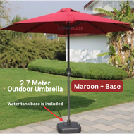 Maroon With Base 2.7Meter Patio Garden Umbrella Outdoor Market Table Round Umbrella For Garden Pool Market