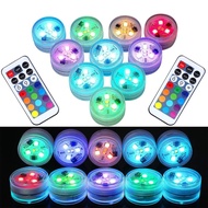 Mini Submersible LED Lights with Remote Multicolor Waterproof Small Tealight Candles for Vase Shower Pool Halloween Decorations