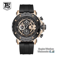 Empirewatches Jam Tangan T5 H3865G 3865 Pria Cowok Analog Chrono dan Tanggal Aktif Strap Rubber Kual