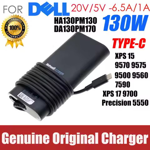 Original 130W Type C 20V 6.5A laptop charger for Dell XPS 15 9570 9575 DA130PM170 HA130PM170 M0H25 0