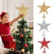 Exquisite Iron Star Tree Topper Decoration Christmas Glitter Tree Topper Iron Star Xmas Tree Ornaments Metal Christmas Tree Decor for Home Bar Xmas Tree Wedding Gift