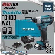 ''MAKITA'' CORDLESS IMPACT DRIVER C/W 2X 2.0Ah BATTERY &amp; CHARGER -12V -TD110DWAE