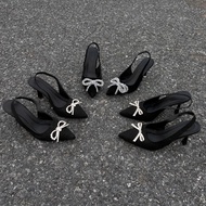 Smooth velvet bow high heels 5p 7p 9p (size 35-42) high heels, luxurious, elegant new code high heel