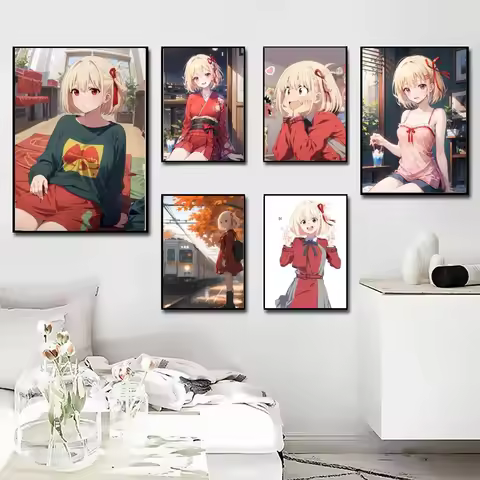 1pc Nishikigi Chisato Anime Lycoris Recoil Poster Poster Art Print Bar Living Room Furniture Decor