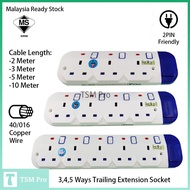 2/3/5/10 METER 3/4/5 GANG TRAILING SOCKET EXTENSION SOCKET 3C 40/016 Flexible Cable Copper FOR malaysia SIRIM