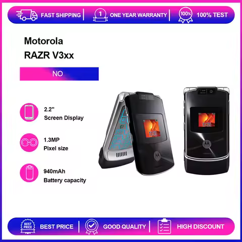 Refurbished Unlocked Motorola RAZR V3xx 2.2 inches 1.3MP 2G/3G 940mAh Phone English Keyboard Good Co