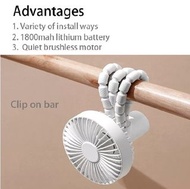 1800mAh USB 充電迷你嬰兒推車風扇靈活可扭曲三腳架便攜風扇 2ndckp bynckp 1105 1800mAh USB Rechargeable Mini Baby Stroller Fa