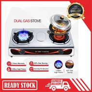 MurahLiving Dual Gas Stove Stainless Steel Infrared Burner 8 Jet Head Nozzle LPG Cooktop SwissThomas