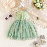 Dress Newborn Baby Girl 9Months - 4Tahun Baju Gaun Budak Perempuan Summer Suspenders Embroidered Tulle Fashion Party Kids Princess Dresses Kanak Kanak Perempuan