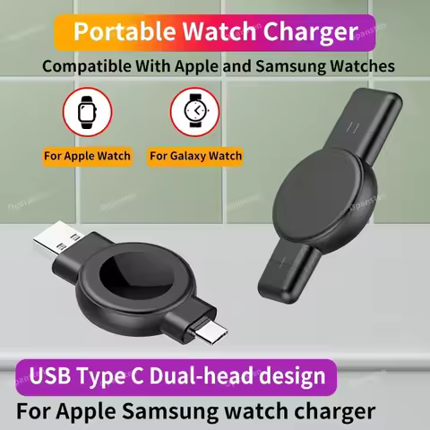 2 In 1 USB Type C Magnetics Watch Wireless Charger for Samsung Watch Galaxy 4 5 6 Active 1/2 Apple I