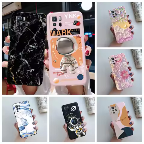 For Xiaomi Poco X3 GT Case Poco X3GT Soft Silicone Black Astronaut Marble Cover Phone TPU Protection