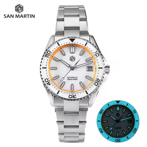 San Martin 2025 New Enamel Dial Full Luminous 39mm Dive Watch Luxury Men Watch NH35 Automatic Mechan