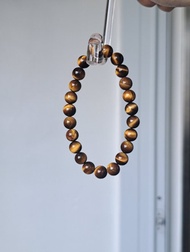 頂級電光閃電紋 8MM黃虎眼石 水晶手珠