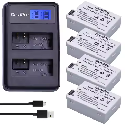 DuraPro LP-E8 LP E8 1800mAh LPE8 Battery +Charger for Canon EOS 550D 600D 650D 700D Kiss X4 X5 X6i X