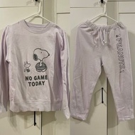 日本牌子 gelato pique x peanuts 限量聯乘款 淺紫色薰衣草紫色史奴比圖案snoopy圖案 上衣 衛衣 長褲 睡褲 睡衣套裝 家居服套裝 睡衣兩件套 休閒服套裝 lavender 