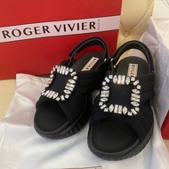全新當季櫃上新款Roger Vivier Viv’ Run鑽釦編織交叉厚底涼鞋