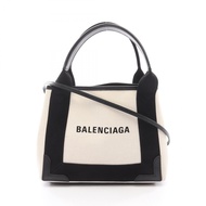 【二手】BALENCIAGA世家 (Balenciaga) 手提包 海軍藍 Cabas XS 390346NATURAL/黑色帆布皮革 海軍藍 Cabas XS 女士二手 A