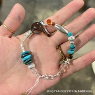 Bracelet Bracelet Turquoise Agate Sterling Silver Thailand 925 Plain Silver Jewelry Pure Handmade Na