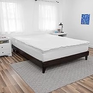 SlumberMax Hybrid 4-Inch Memory Foam and Lux Fiber Mattress Topper, King, White