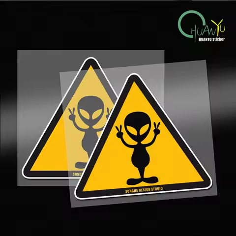 Victory Alien Sticker Paper Flower Area 51 Logo Triangle Warning Sign Reflective Car Sticker Trendy 