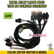H4 LAMP RELAY CABLE WITH SELENOID RELAY CABLE/ FOR BILED PROJECTOR LAMP H4 SOCKET WITH SELENOID