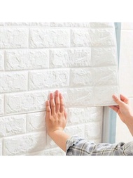 10入組3d牆貼,易於貼上和揭下的自粘式白色長方形防水壁貼紙,易於清潔和隨意裁剪,適用於廚房,客廳,浴室,走廊
