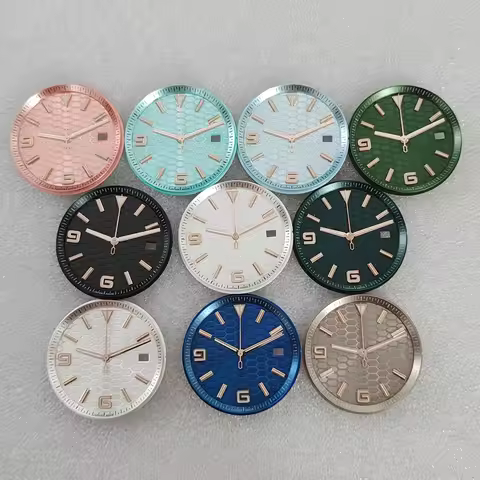 No logo 33.8mm Rose Gold Markers Honeycomb Motif Watch Dial For Seiko Land-Dweller Oyster Perpetual 