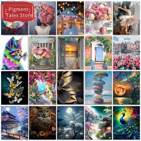 1pc frameless DIY Painting By Numbers Animals Scenery DIY Paint By Numbers On Canvas Home Decor Colo