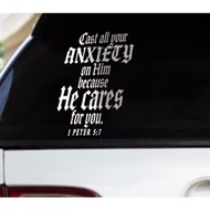8x6 Inches Vinyl Sticker Decal '1 PETER 5:7' Waterproof Fade Resistant for Car Gadgets Refrigerator