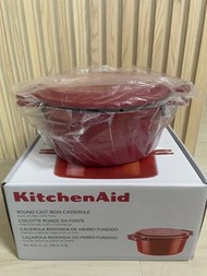 KitchenAid Red Round Cast Iron Casserole鑄鐵圓形雙耳鍋 24cm