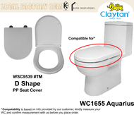 Claytan WC1655 Aquarius Toilet Seat Cover Replacement (Soft Close)   WSC9539 #TM