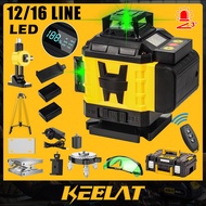 KEELAT 12/16 Line Laser Level Green Light Self-Leveling 360° Adjustable Rotary 3D 4D Auto Measuring 
