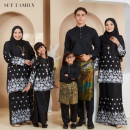 SET FAMILY WARNA BLACK/HITAM KURUNG MODEN SULAM DAN BAJU MELAYU SLIM FIT READYSTOCK PLUSSIZE