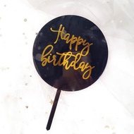 FF Dekorasi Kue Selamat Ulang Tahun Kartu Kreatif Kue Akrilik Bulat Stempel Panas COD