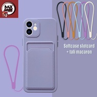 045 Case Slot Card + Macaroon Strap For Oppoo A76/A96/A5 2020/A9 2020/A5s/A7/A12/A3s/A5/A15/A53 2020