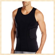 Mens Rib Protector Padded Vest Compression Shirt Training Vest with 3-Pad for Football Soccer Basket