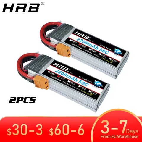 2PCS HRB 2S 3S 4S 5S 6S Lipo Battery 7.4V 11.1V 14.8V 22.2V 2000mah 5000mah 6000mah 1500mah RC Airpl