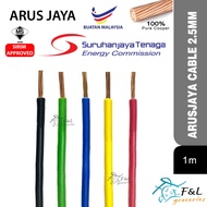 (1 METER) 2.5mm ARUS JAYA Mega Full Cooper PVC Insulated Power Cable Wire/Electrical Kabel PVC Bersa