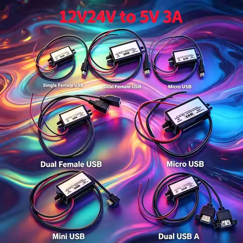 12V24V to 5V 3A Power Supply Module Male Female USB Adapter Mini USB Micro USB Adapter DC-DC Step Do