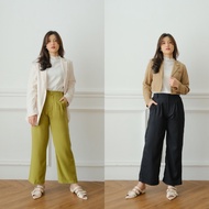 TAYA Celana Hiaist Kulot Pants Wanita Pinggang Karet Jumbo Bahan Kain