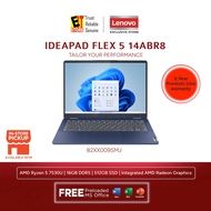 Lenovo IdeaPad Flex 5 2-IN1 LAPTOP (RYZEN 5-7530U/16GB/512GB SSD/14" IPS WUXGA FLIP TOUCHSCREEN / AMD Radeon Graphics/DIGITAL PEN /OFF H&amp;S 2021/W11/ BAG/2YS)
