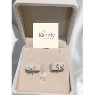 950 silver earrings with white gold and pretty little bow style